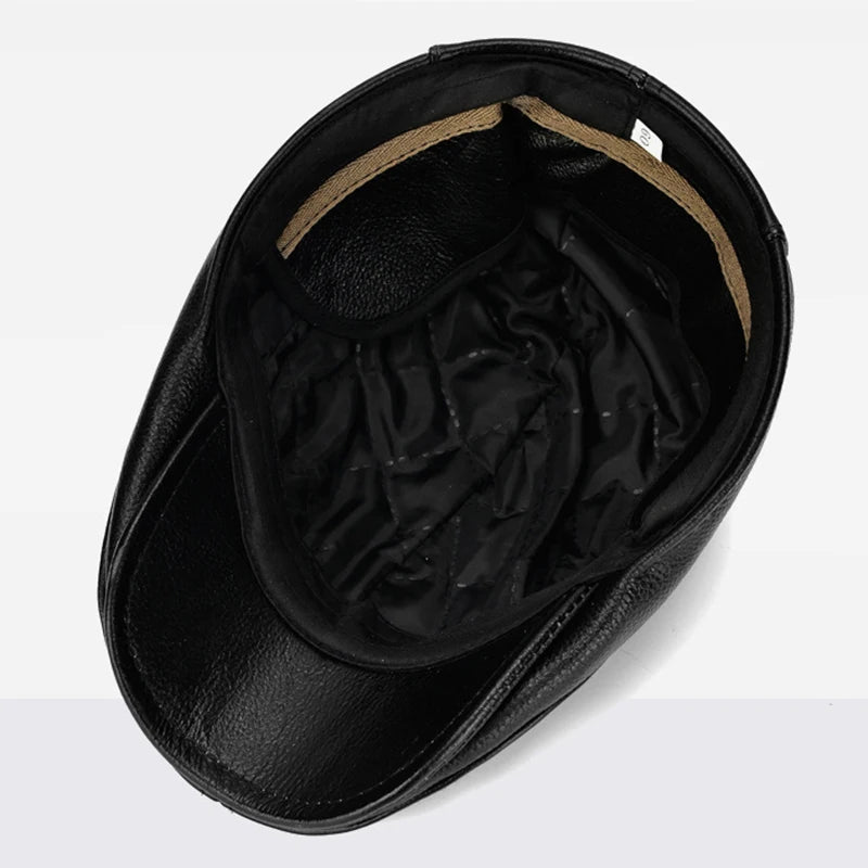 Men's Outdoor Leather Hat Winter Berets