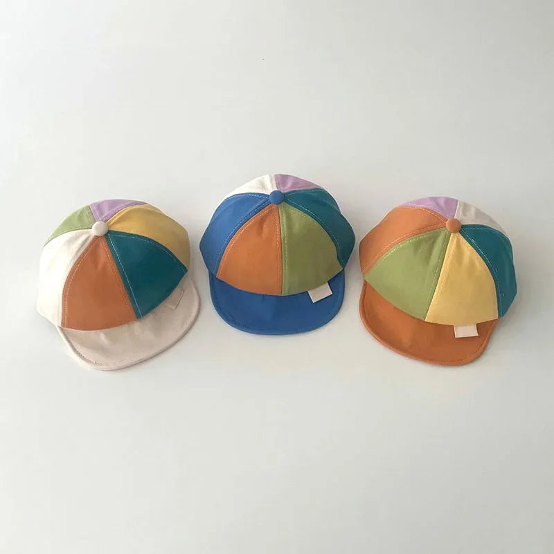 Fashion Rainbow Baby Peaked Cap Color Block Kids Duck Tongue Hat