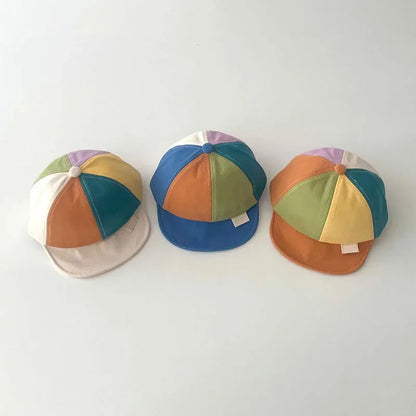 Fashion Rainbow Baby Peaked Cap Color Block Kids Duck Tongue Hat