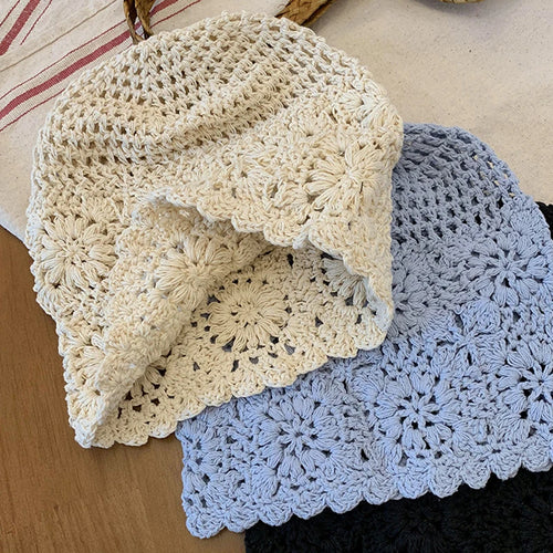 Handmade Crochet Hollow Head Japan Knit Cap Spring Summer