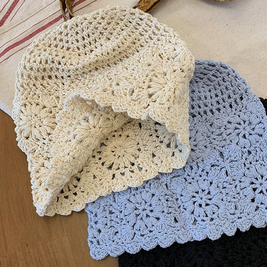 Handmade Crochet Hollow Head Japan Knit Cap Spring Summer
