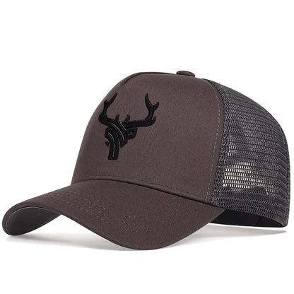 Unisex Animal Antlers Embroidery Baseball Net Caps Spring and Summer