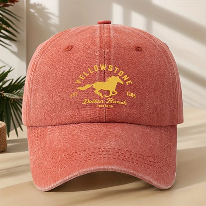 Yellowstone Horse Print Baseball Cap, Classic Retro Duckbill Cap
