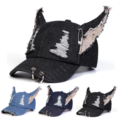 Unisex Cute Ear Design Iron Ring Cowboy Baseball Caps