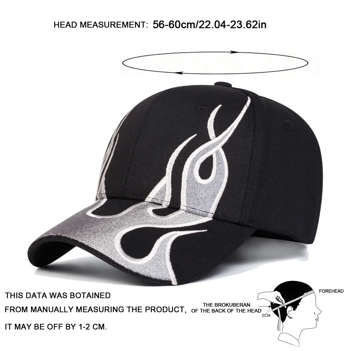Unisex Flame Embroidery Baseball Caps Outdoor