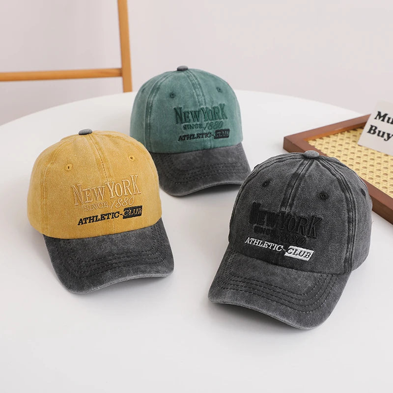 Retro Letter Kids Baseball Cap Fashion Color Block Children Peaked Hat  Sunshade Visors Sport Duck Caps