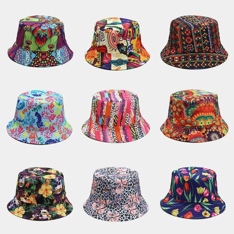 Unisex Panama Bucket Hats Ethnic Style Pattern Fisherman Cap For Men And Women