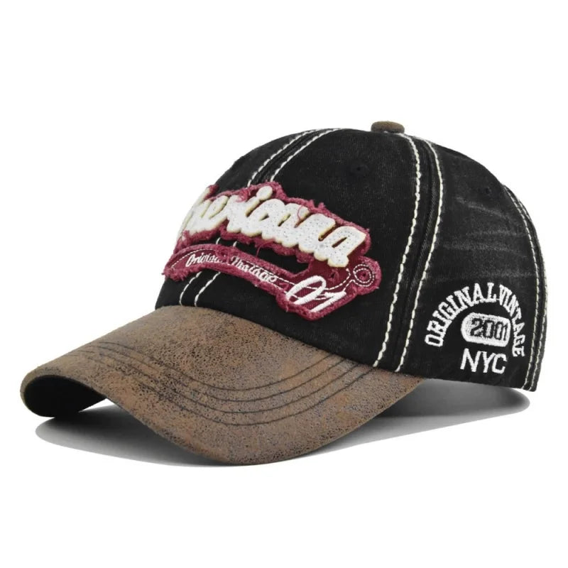 New 3D Embroidered Washed Cotton Retro Baseball Cap