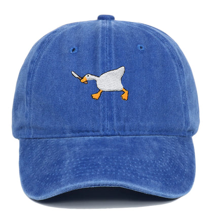 Embroidered Baseball Cap With Goose Pattern