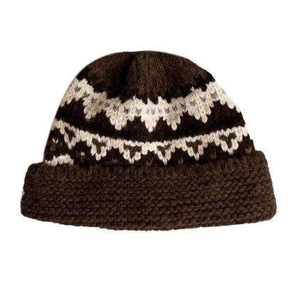 Fashion Jacquard Women Beanie Cap Warm Thermal Fisherman Hat Knitted Hat Women