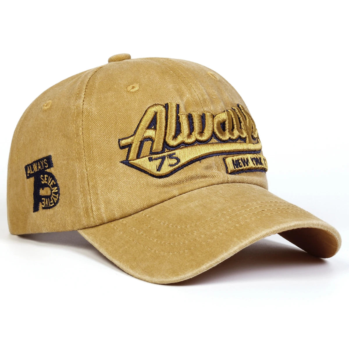 Unisex Always75 Letter Embroidery Wash Baseball Caps Spring and Autumn