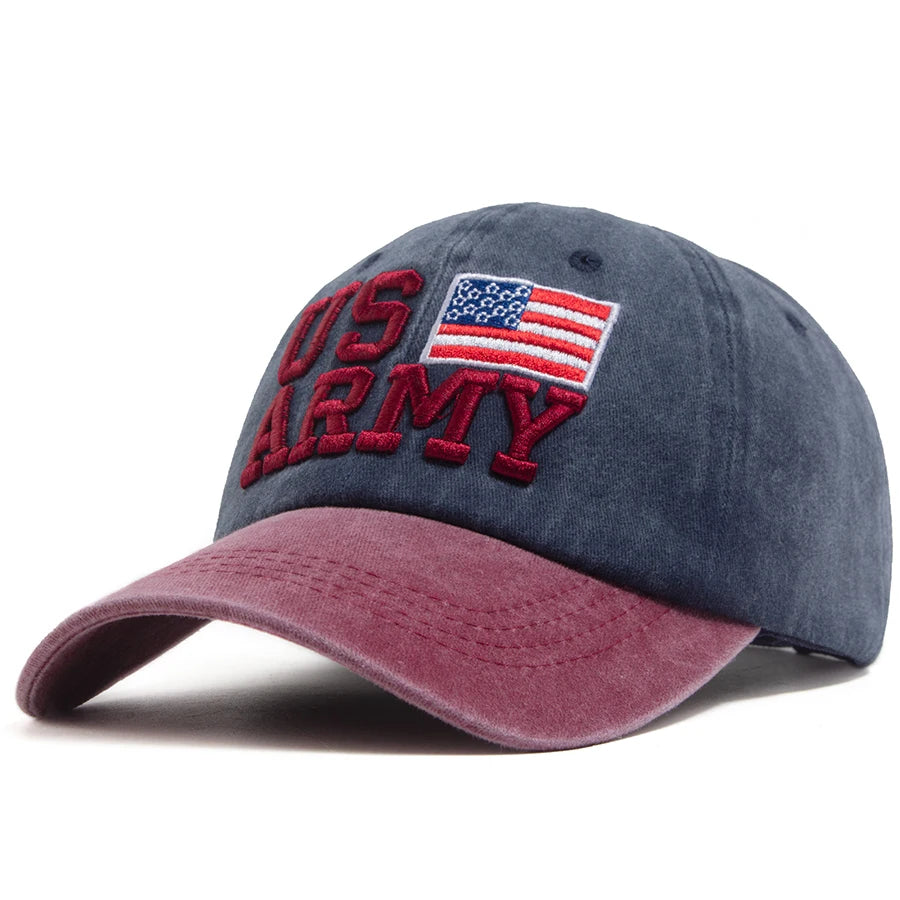 US Flag Embroidery Baseball Caps Vintage Washed Cotton Dad Hat