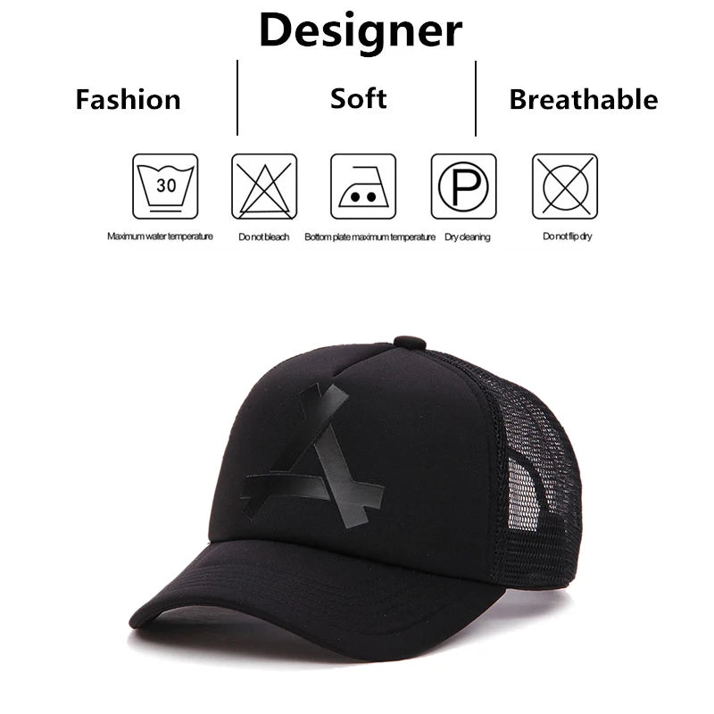 Unisex A- Letter Printing Baseball Net Caps Hip Hop Cap Spring and Summer