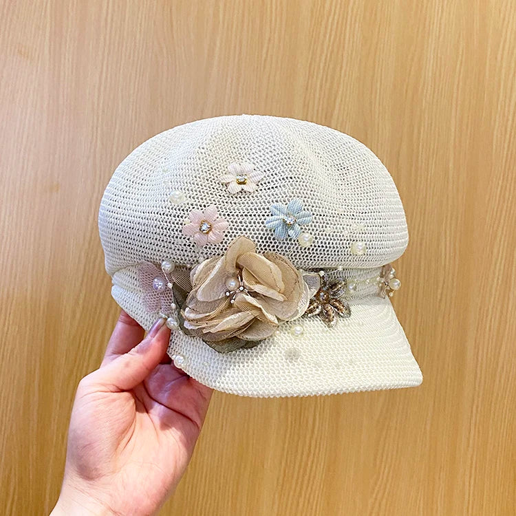 2022 Pearl Flower Ventilation Lady Leisure Octagonal Hat