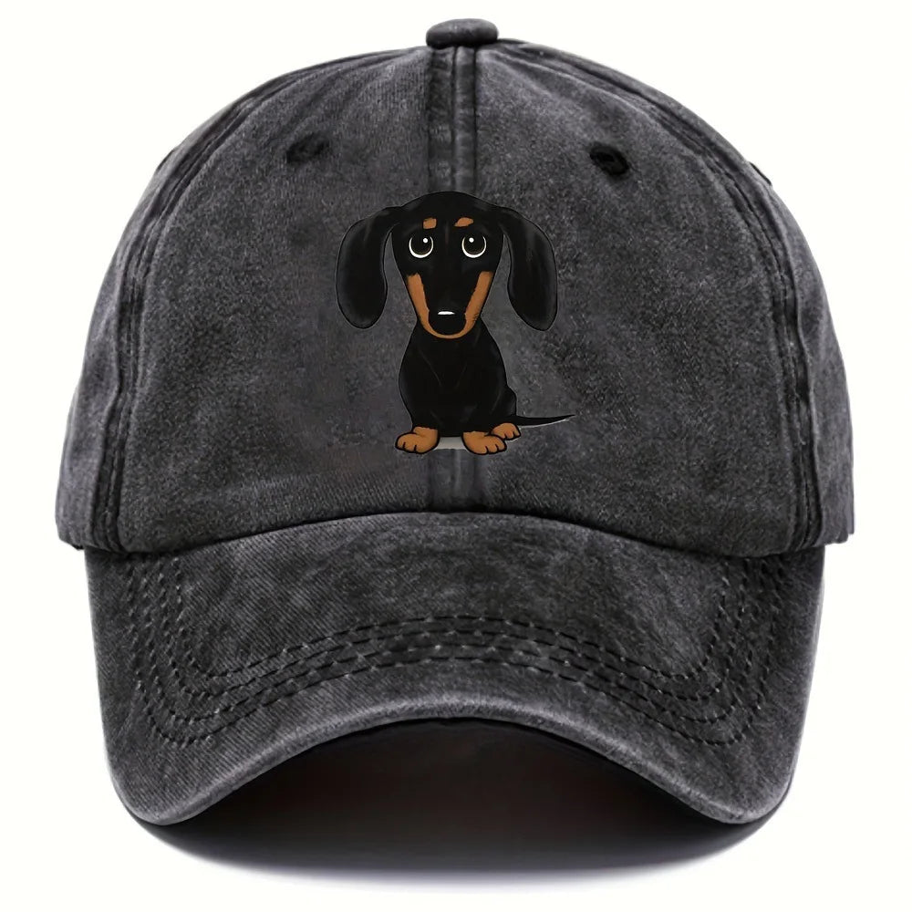 1pc Unisex Dog Embroidery Baseball Cap Outdoor Sport Washed