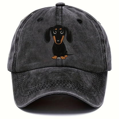 1pc Unisex Dog Embroidery Baseball Cap Outdoor Sport Washed