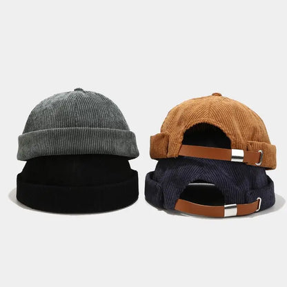 New Corduroy Brimless Cap For Men Women Adjustable