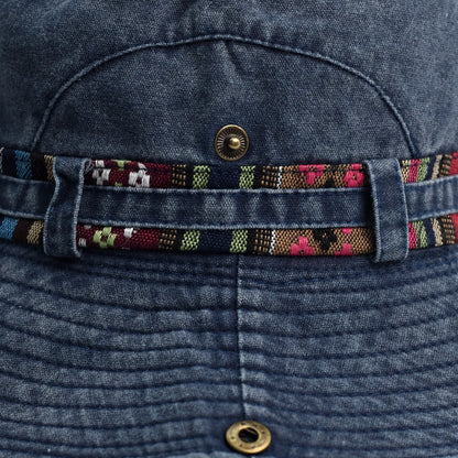 Outdoor Sun Hat Woman Bucket Hat Man Cotton Embroidered Vintage Beach Waterproof Fisherman