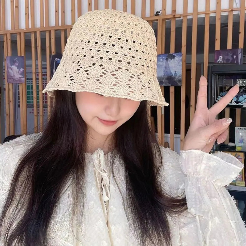 New Hollow Fisherman Hat Fold Breathable Bucket Hat