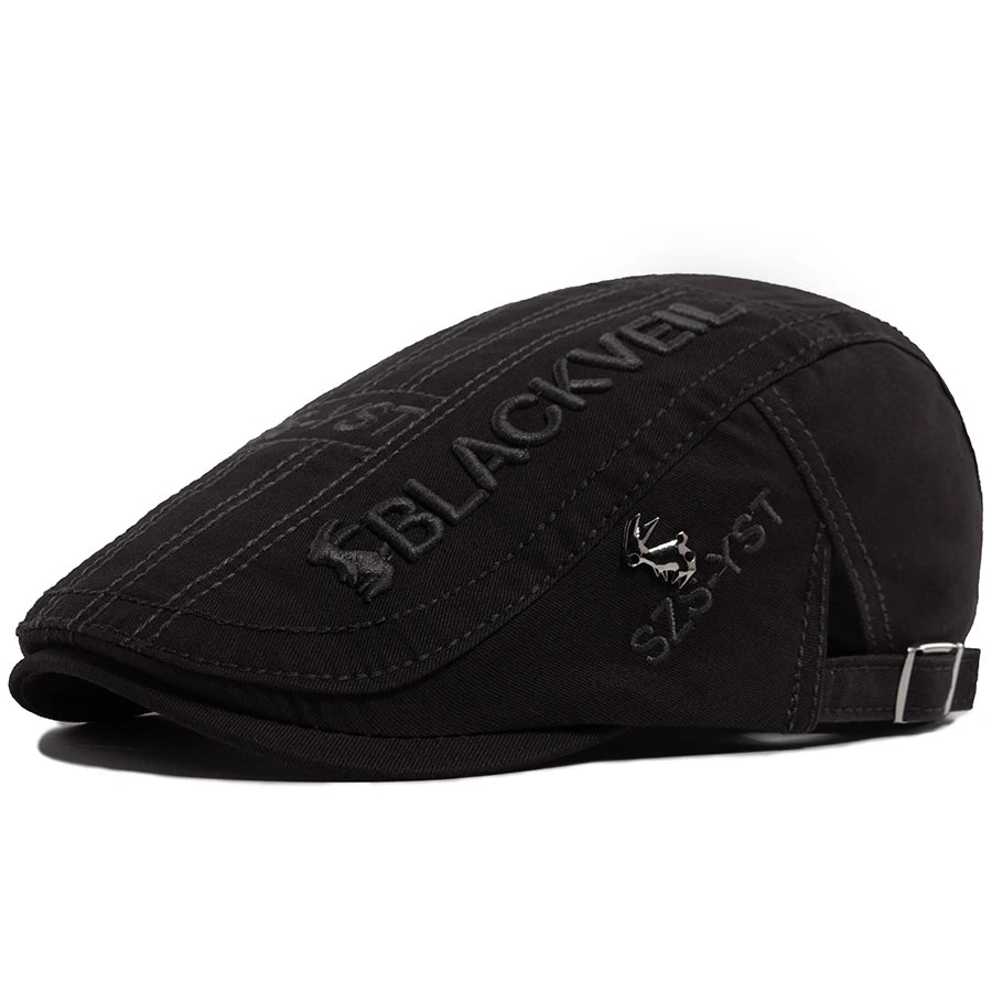 Men Beret Fashion Rabbit Embroidery Flat Caps