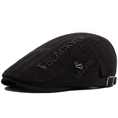Men Beret Fashion Rabbit Embroidery Flat Caps