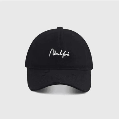 Adjustable New York Baseball Cap Cursive Embroidery Deep Crown Dad Hat
