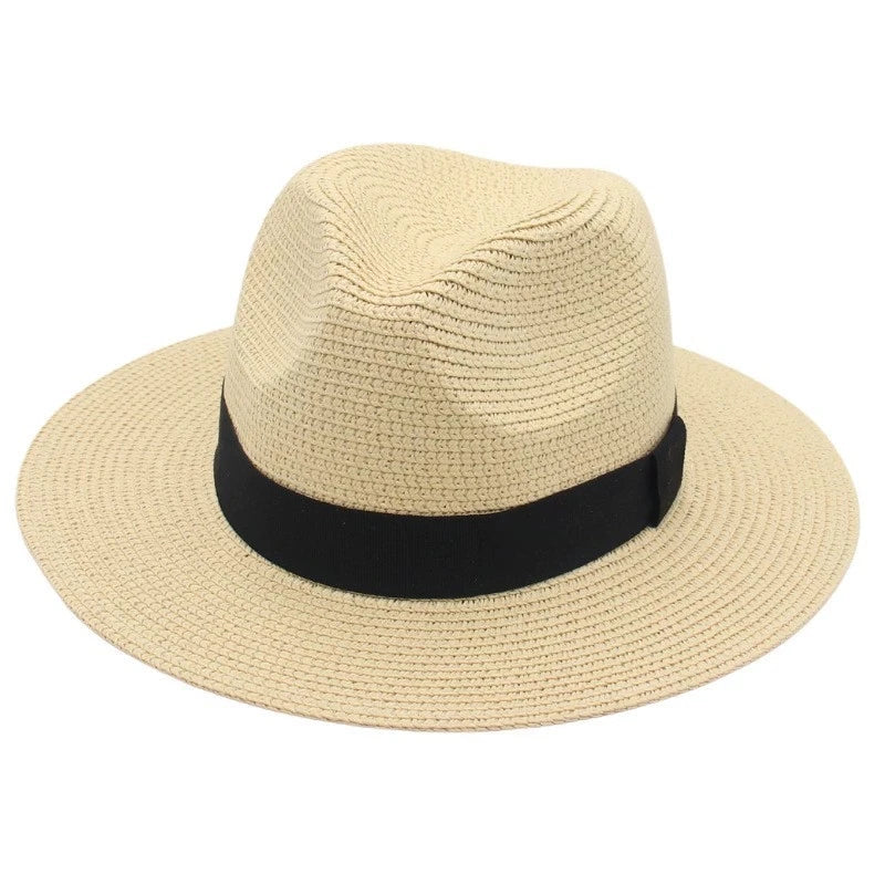 Spring And Summer Hot Selling Panama Straw Hat Square Black Ribbon Korean Style Hat