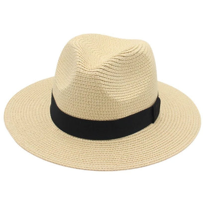 Spring And Summer Hot Selling Panama Straw Hat Square Black Ribbon Korean Style Hat