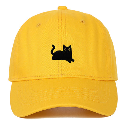 Cute Cat Embroidery Soft Top Baseball Cap Men and Women Summer