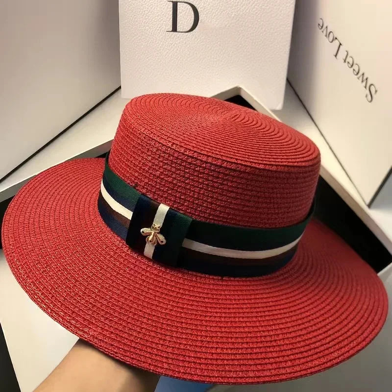 Women Summer Wide Brim Straw Hat Multicolor