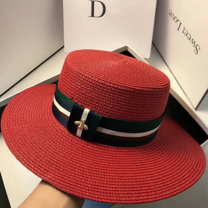Women Summer Wide Brim Straw Hat Multicolor
