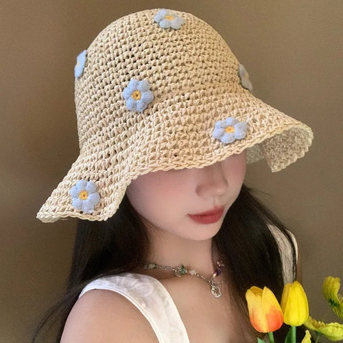 Woven Flower Decoration Fisherman Hat