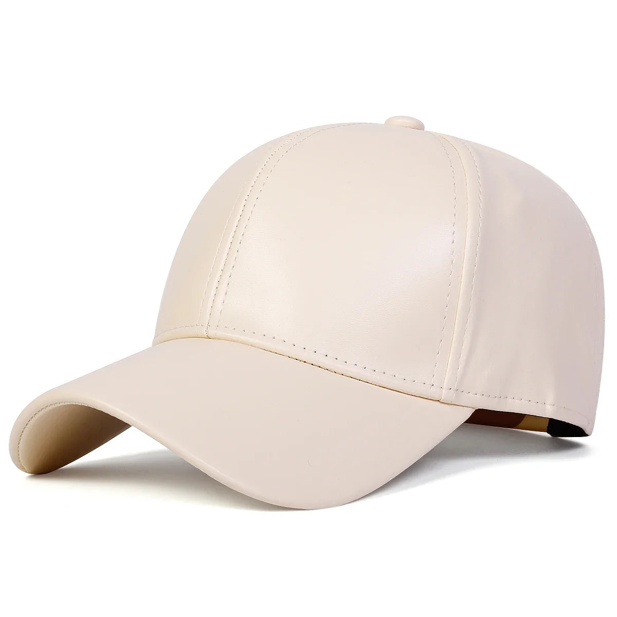 Unisex Light Panel Solid Color PU leather Baseball Caps Spring Autumn