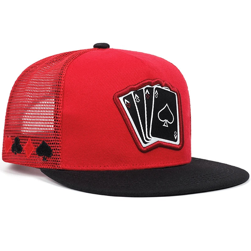 Poker A Four Flat Edge Hat Trendy Hip Hop Hat