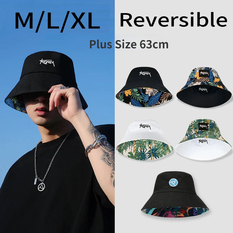 Big Head Letter Bucket Hat for Men Women XL Large Hip Hop Cap Fisherman