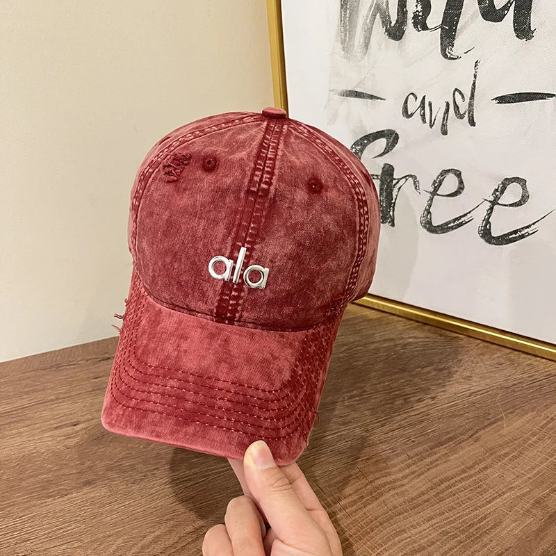 New Retro Lettering Tie-Dye Denim Baseball Cap
