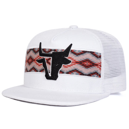 Unisex Personalized Bull Head Embroidery Hip-hop Net Hats Spring Summer