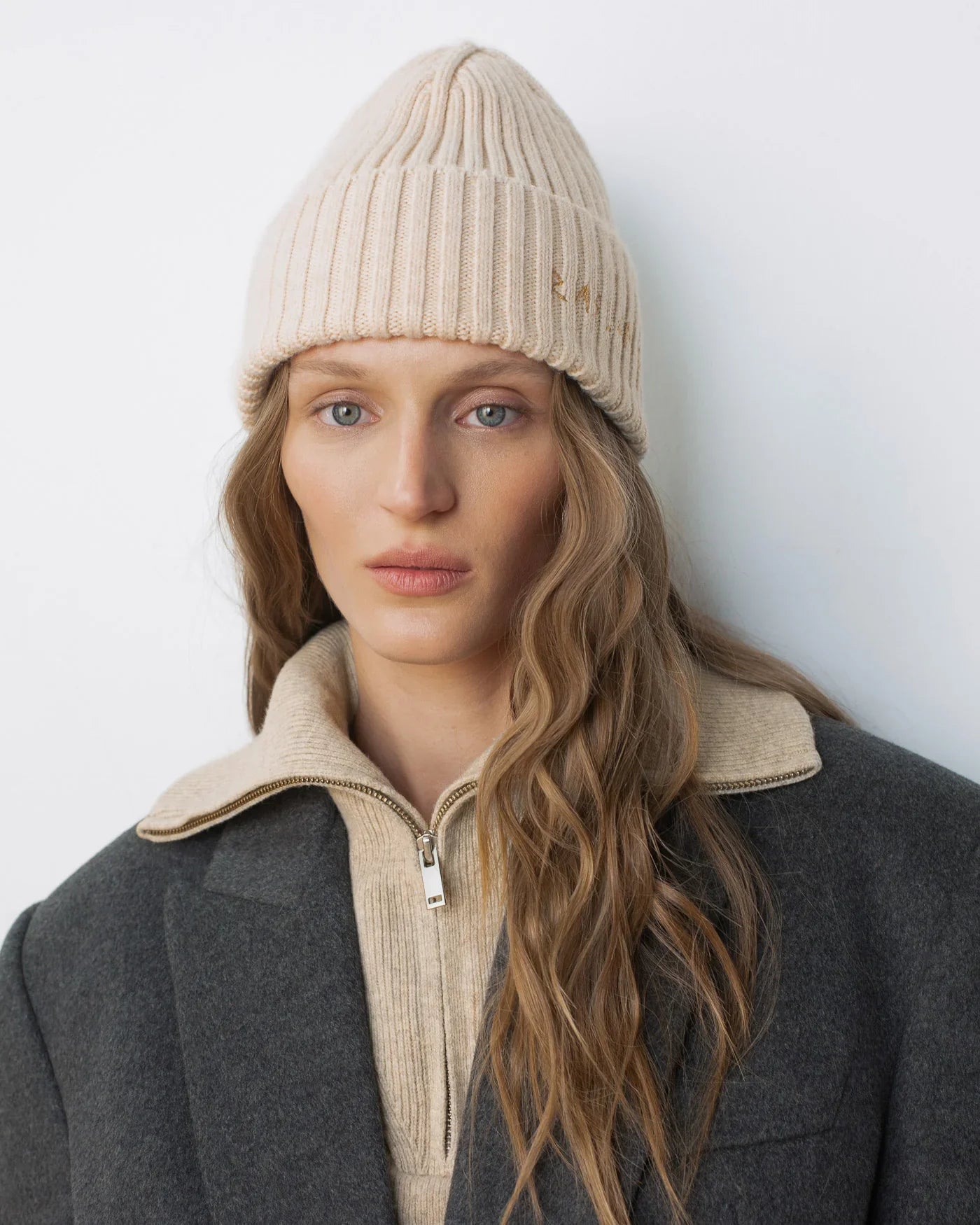 Winter Wool Knitted Beanie Hat, Thick Warm Unisex Letter Embroidered Cap