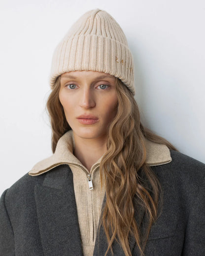 Winter Wool Knitted Beanie Hat, Thick Warm Unisex Letter Embroidered Cap