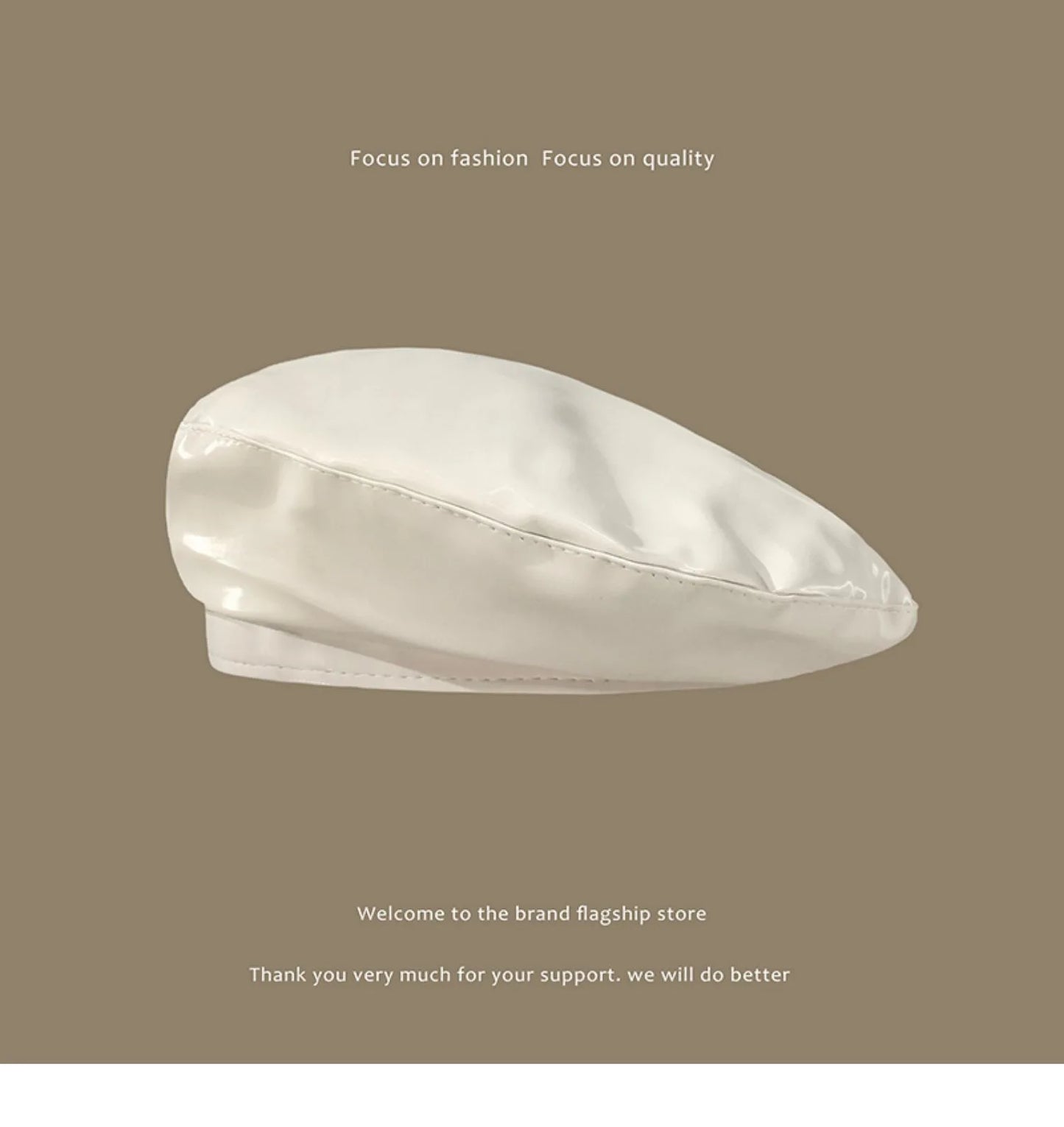 Lady Mirror Pu Leather Painter Caps Casual Hat