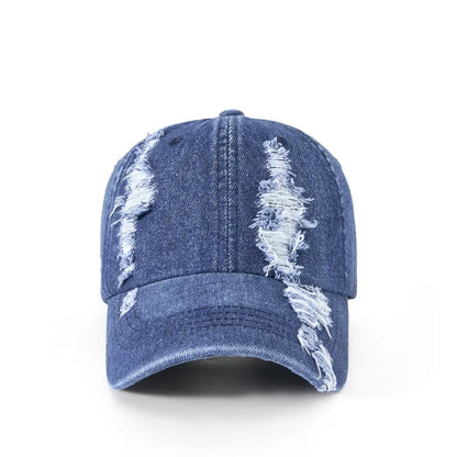 Black Distressed Denim Baseball Cap Men Women