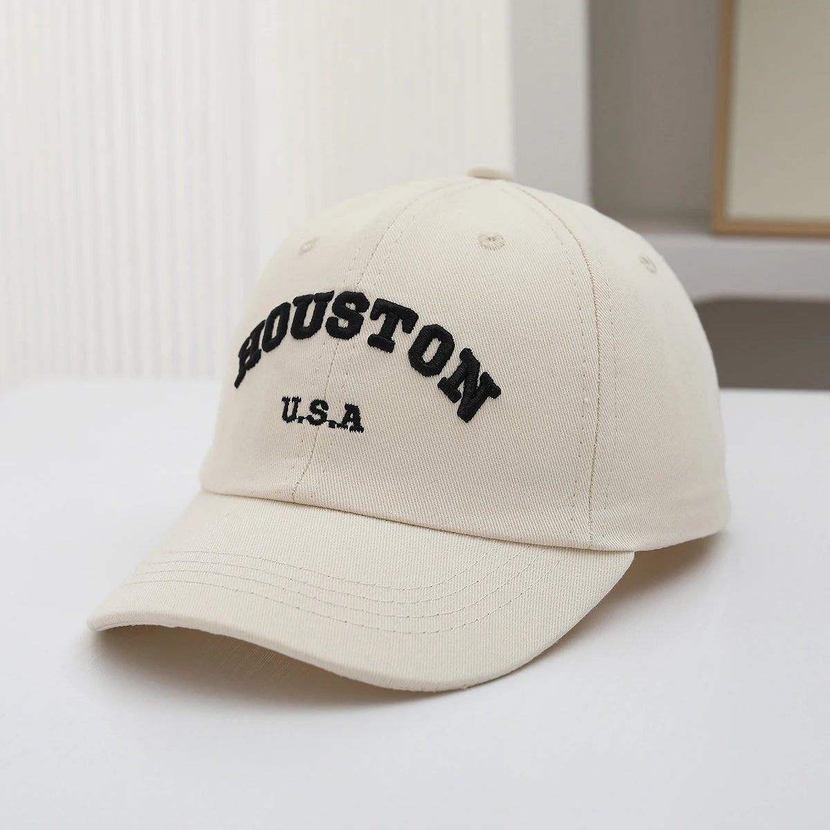 Retro Street Style Arched Letter Embroidery HOUSTON Baseball Cap Suitable For Outdoor Sun Protection