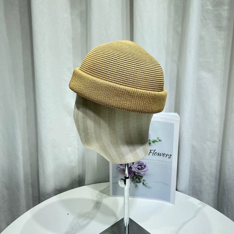 Japanese Simple Blade Roll Cap Beanies Landlord Hat