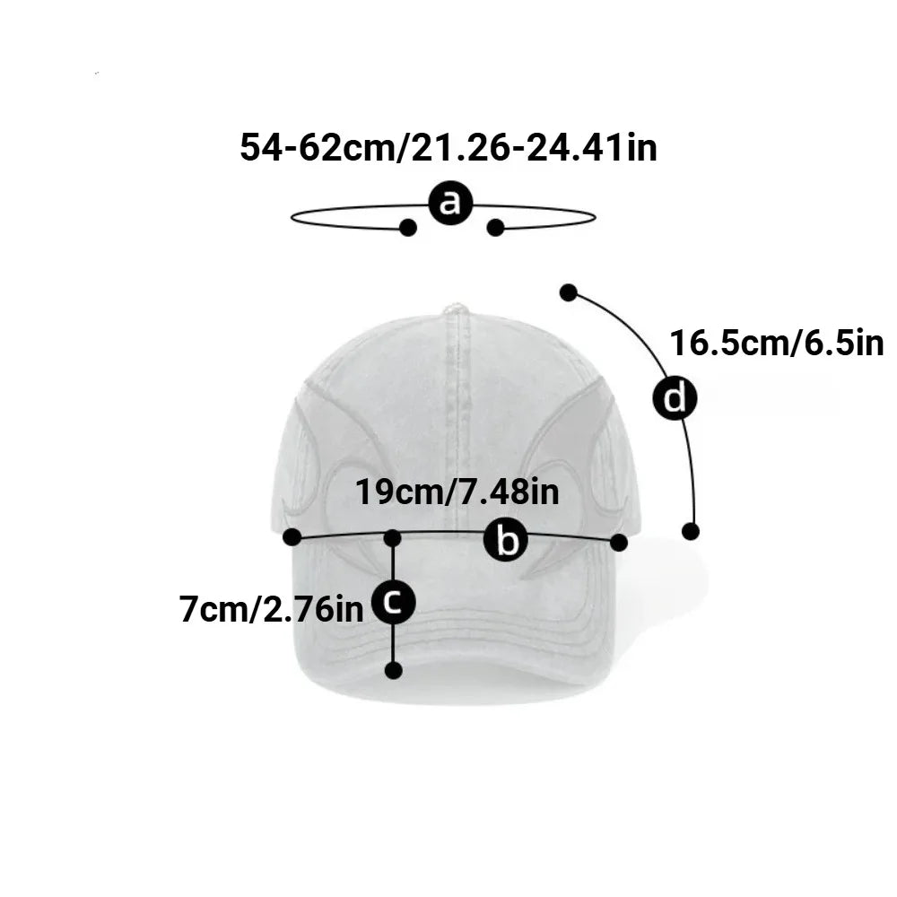 Dark Flame Embroidered Denim Baseball Cap - Washed Distressed Trucker Hat