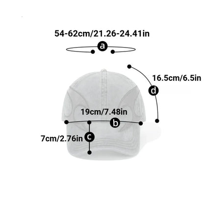 Dark Flame Embroidered Denim Baseball Cap - Washed Distressed Trucker Hat