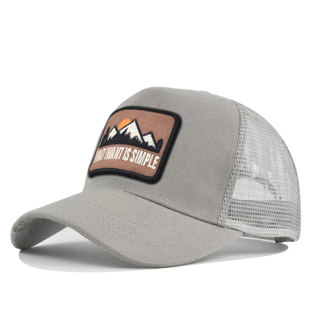 Letter Mesh Breathable Hat Women Men Embroidery Blocking Baseball Cap