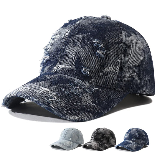 Vintage Distressed Denim Baseball Cap Adjustable Hip Hop Streetwear Snapback Hats