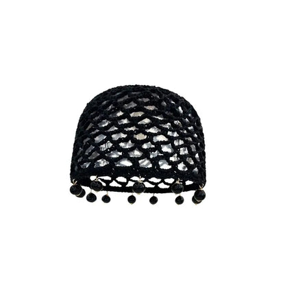 Fashion Round Beads Knitted Hat Crochet Pearl Fringed Woven For Women