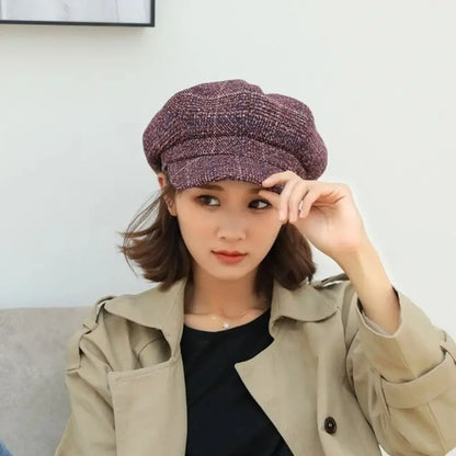 Vintage Plaid Design Woolen Hat Ear Protection