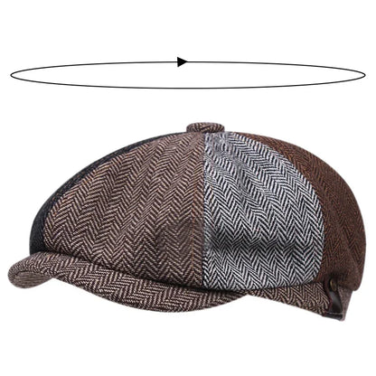 New Fashion Vintage Octagonal Hats Big Head Circumference British Painter's Beret